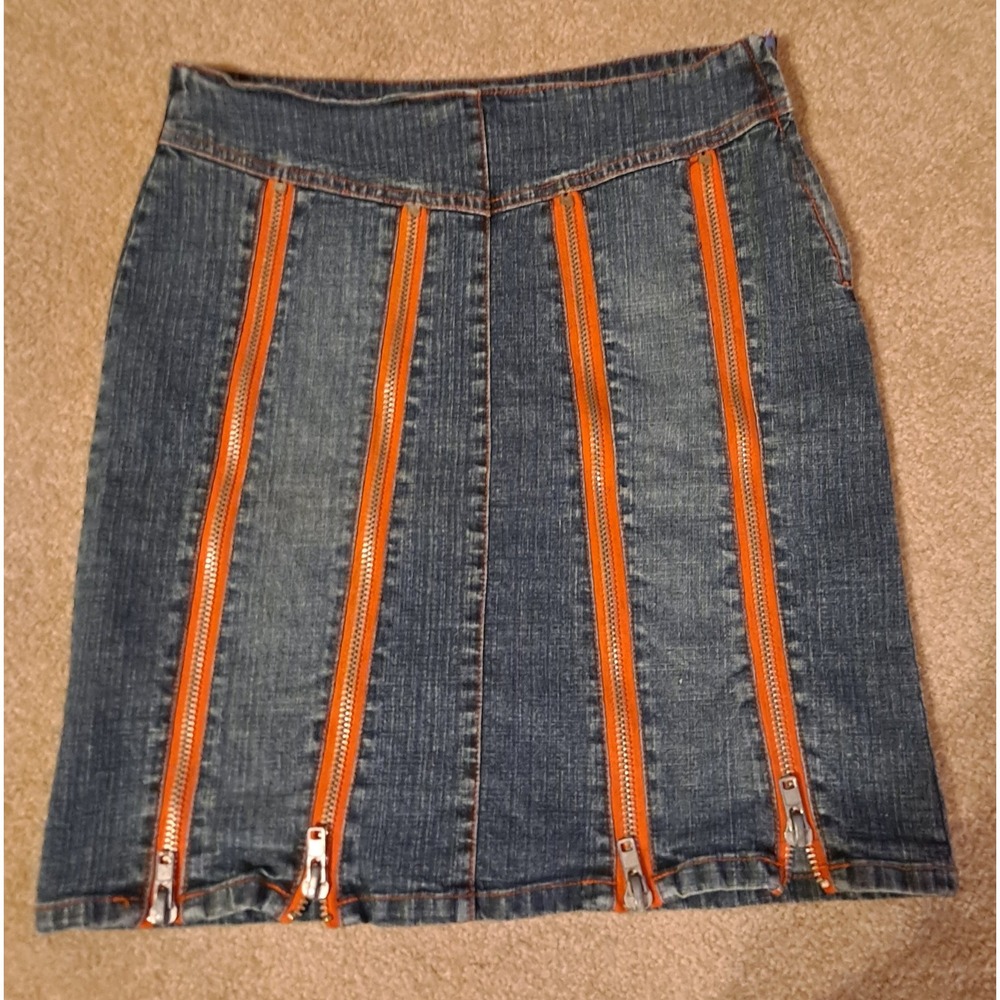 Vintage Y2K  Size‎ 3 Jubi Jeans Denim Skirt With Working Zippers-Grunge